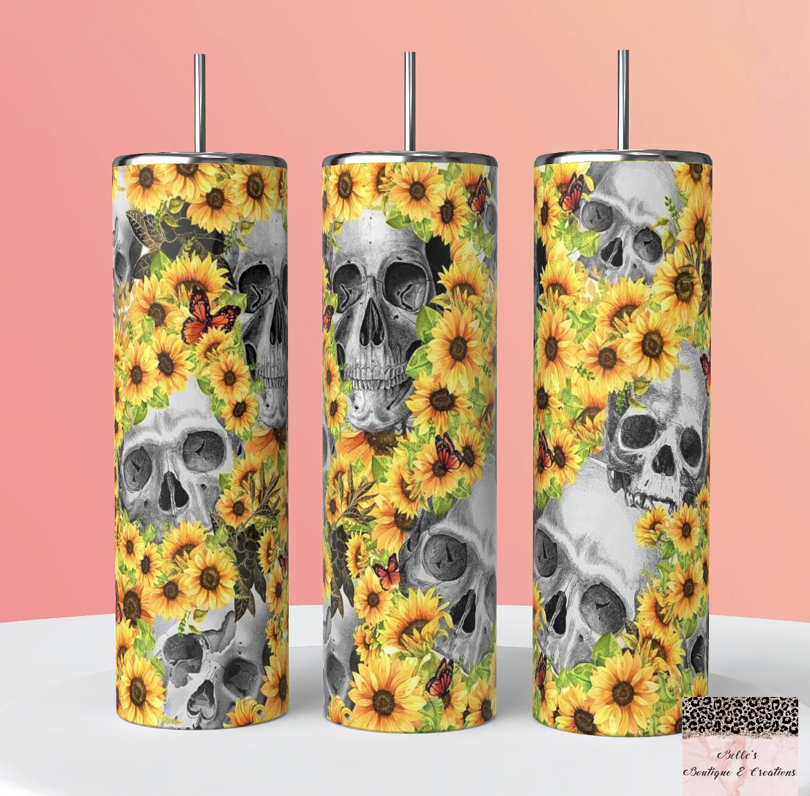 Skulls And Sunflowers Tumbler