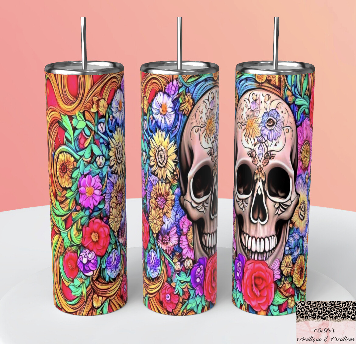 Skull And Flowers Tumbler