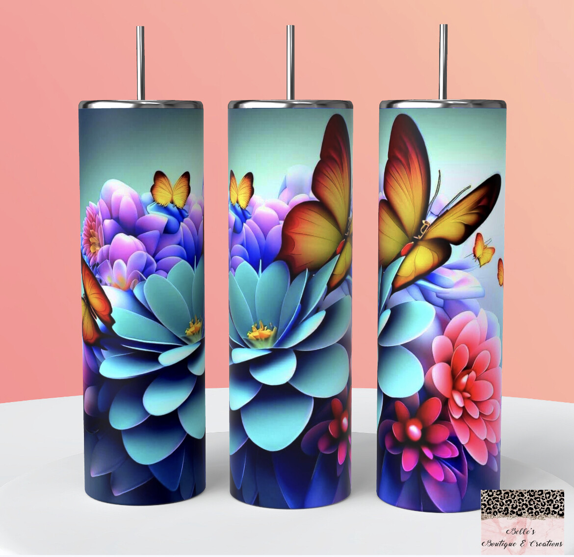 Butterfly and Flower Tumbler