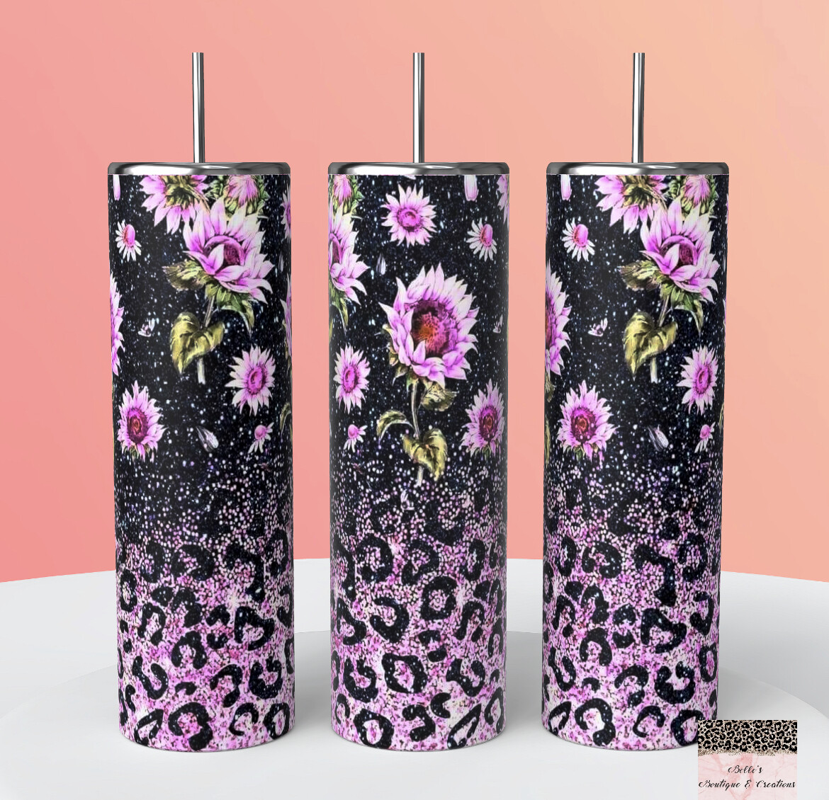 Flower and Leopard Tumbler
