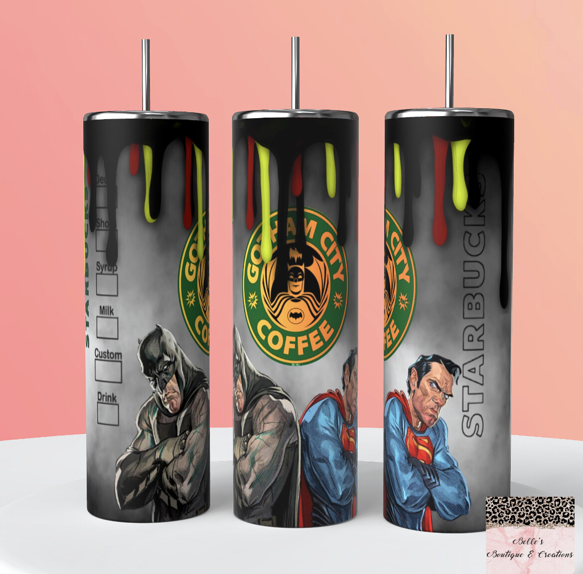 Batman And Superman Starbucks Tumbler