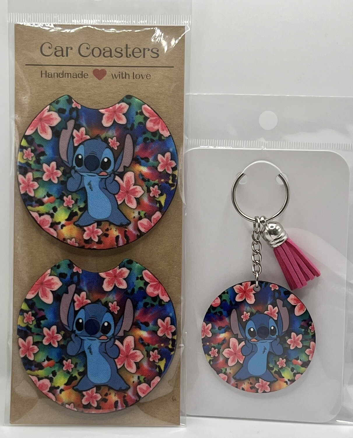 Stitch Car Coasters And Keychain