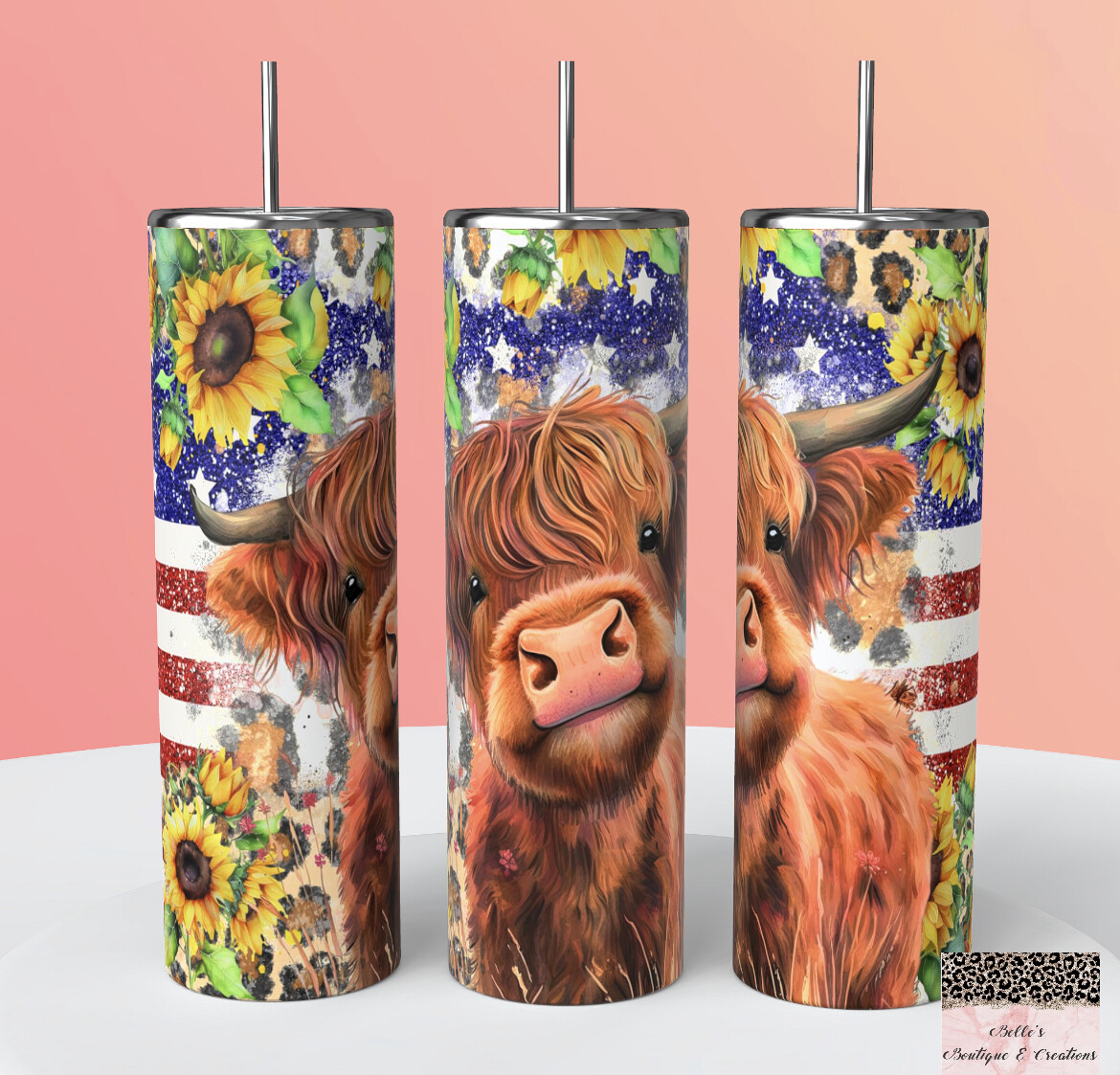 Highland Cow Patriotic Tumbler