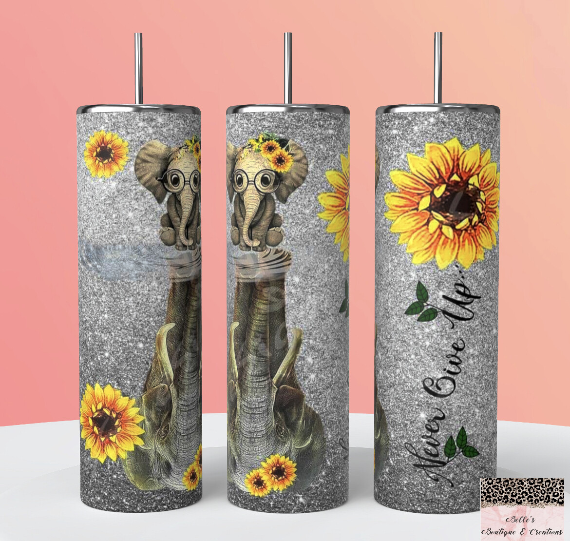 Never Give Up Elephant Tumbler