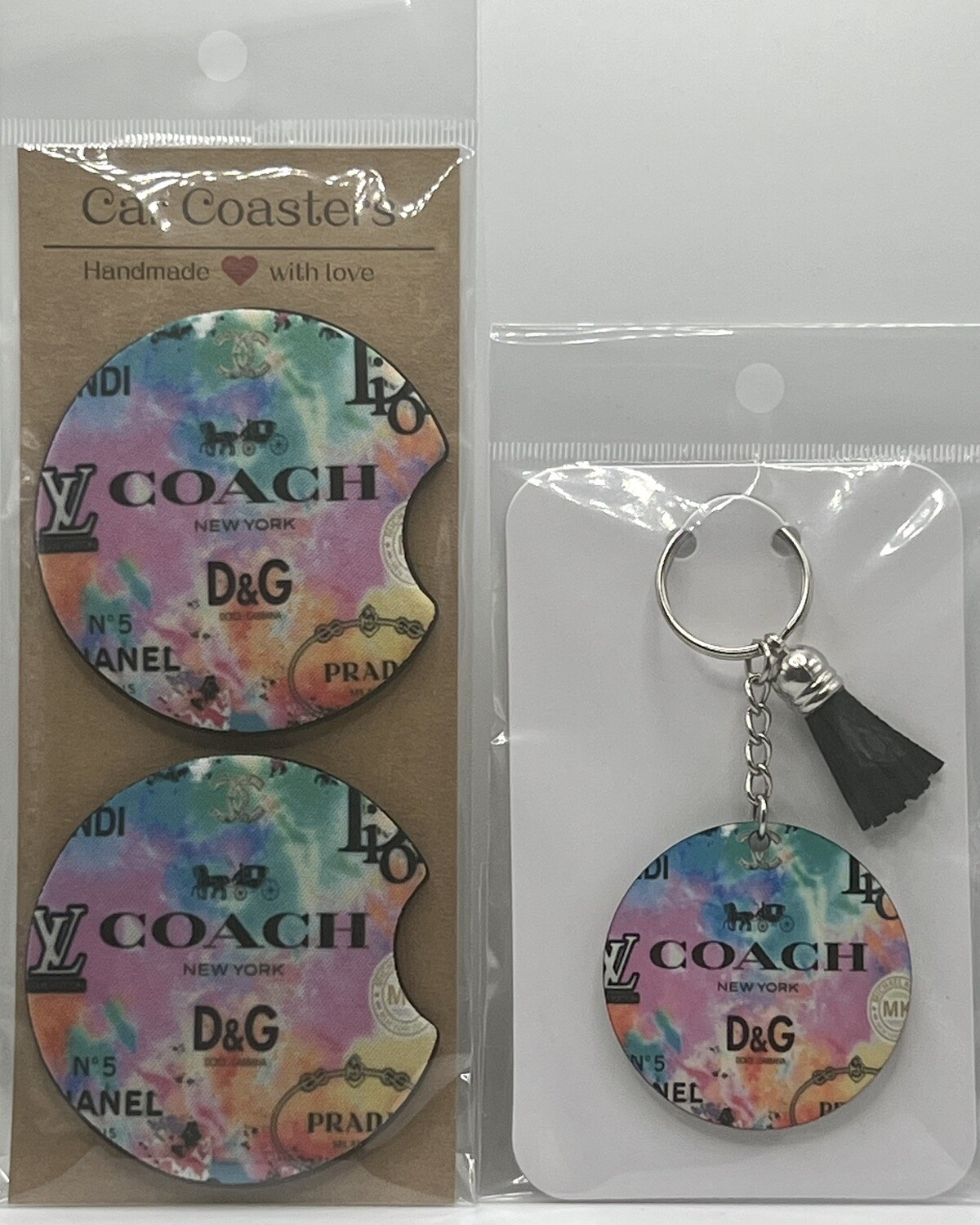 Car Coasters And Keychain Set