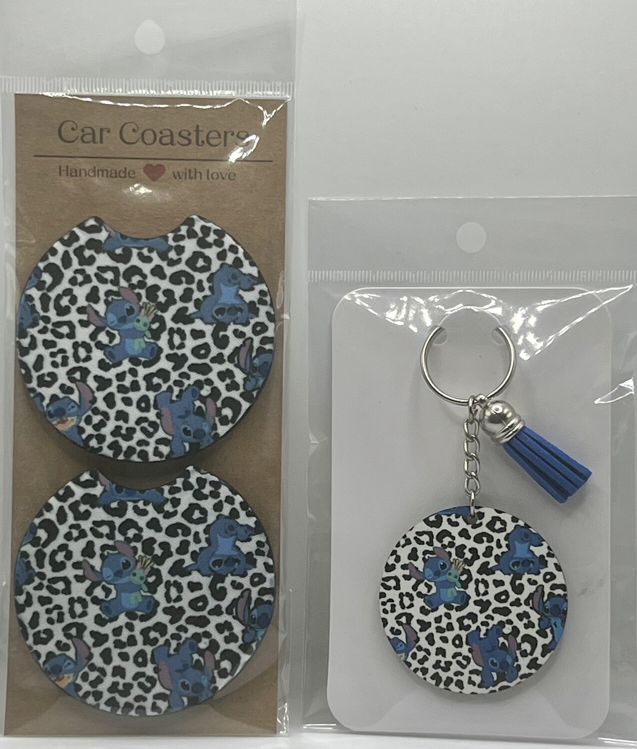 Stitch Car Coasters And Keychain Set