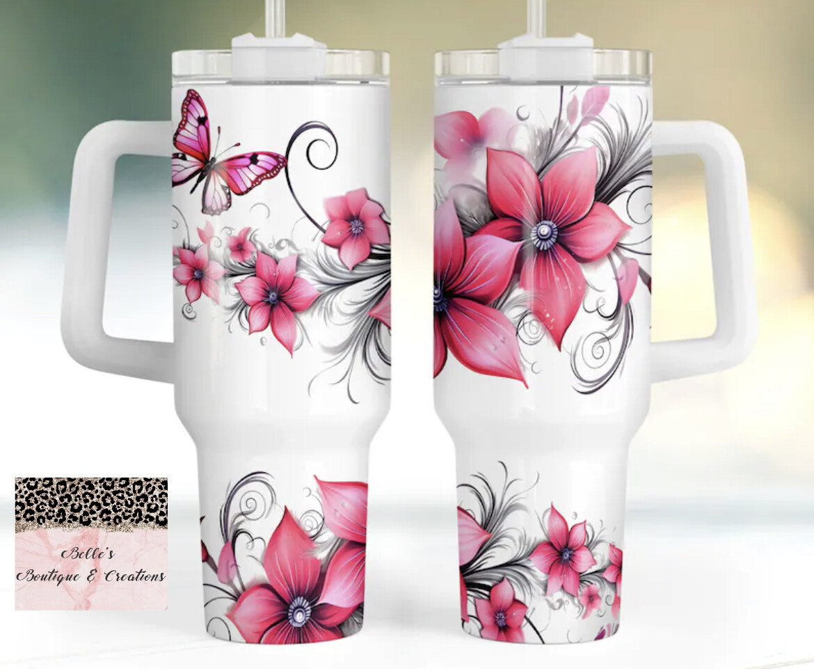 Flowers and Butterfly Tumbler