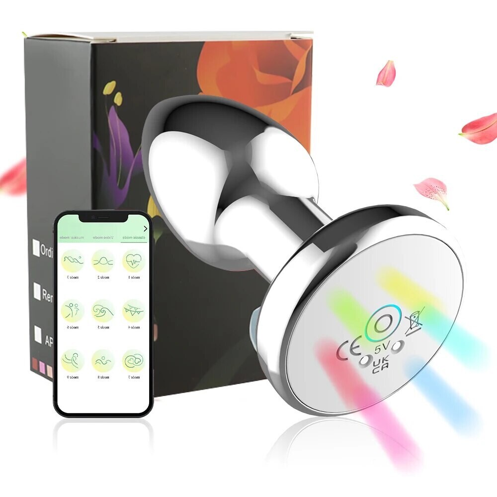Glowing Metal Butt Plug Vibrator APP Remote Control Adult Massager with Bluetooth