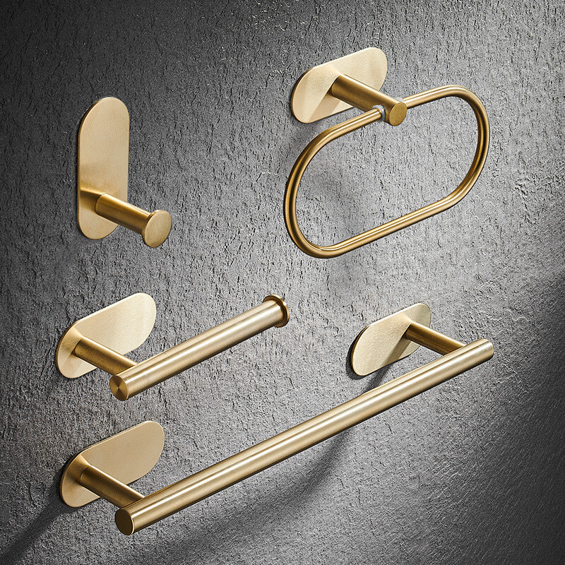 Single Pole Towel Rack Without Punching 304 Stainless Steel Bathroom Pendant American Single Hook Four-piece Bathroom Hardware Pendant