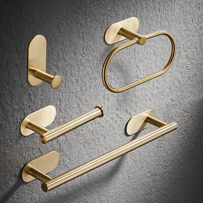Single Pole Towel Rack Without Punching 304 Stainless Steel Bathroom Pendant American Single Hook Four-piece Bathroom Hardware Pendant