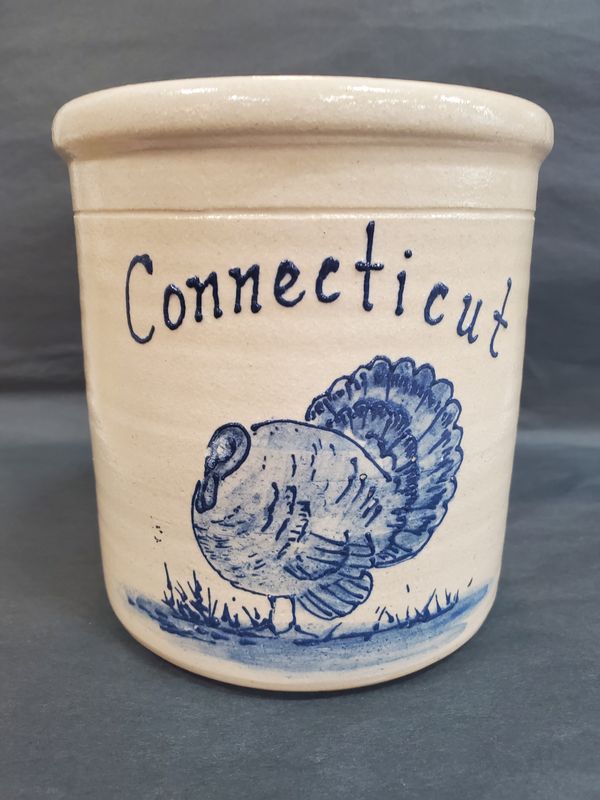 Connecticut Stoneware Crock with Turkey