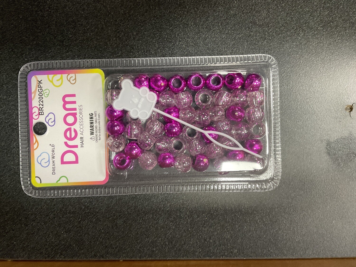 Dream World Beads Fushia/Clear.