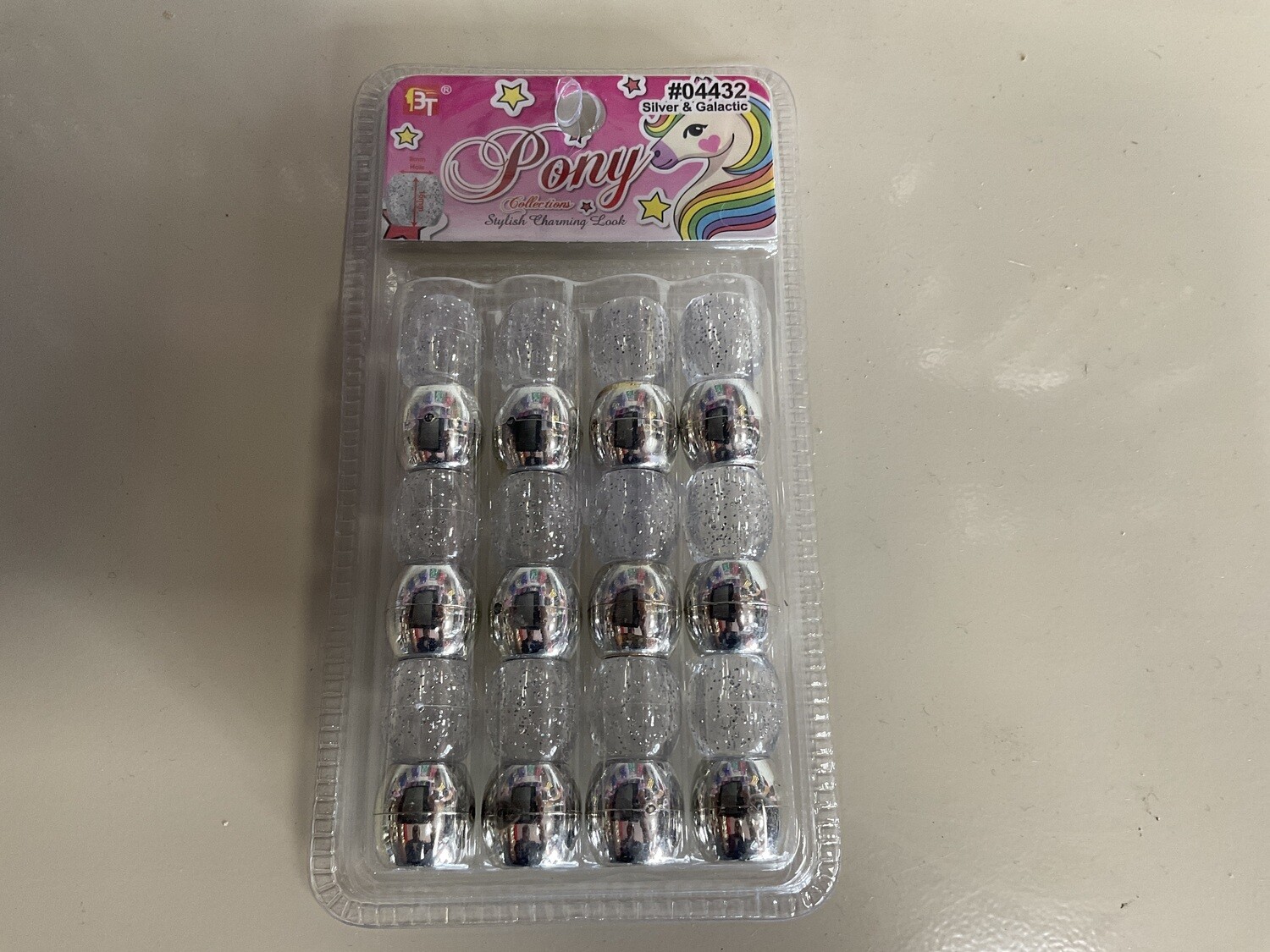 Pony Beads Silver/clear jumbo