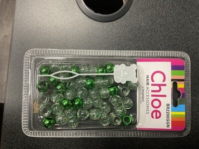 Chloe Hair Beads Green/ Clear