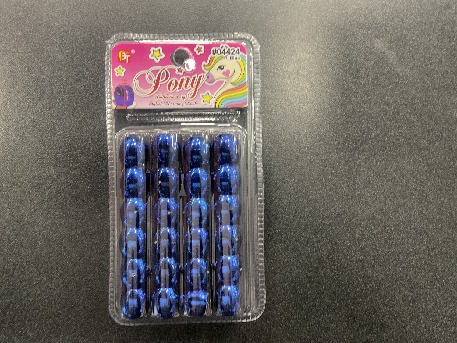 Pony Beads Blue metallic jumbo