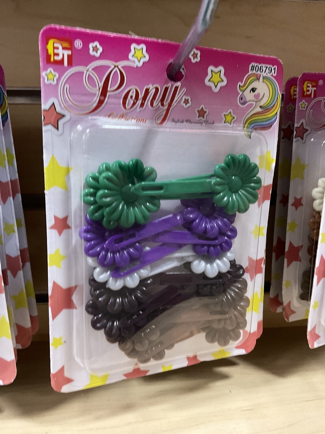 Pony Barrettes black/white/purple/green/gray