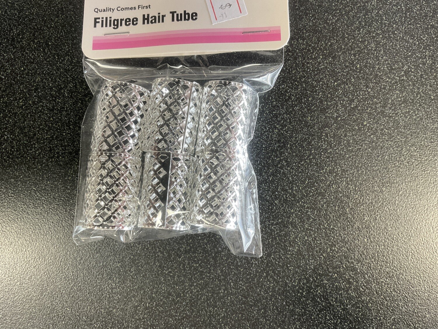 Dream World Filigree Hair Tube Silver Color
