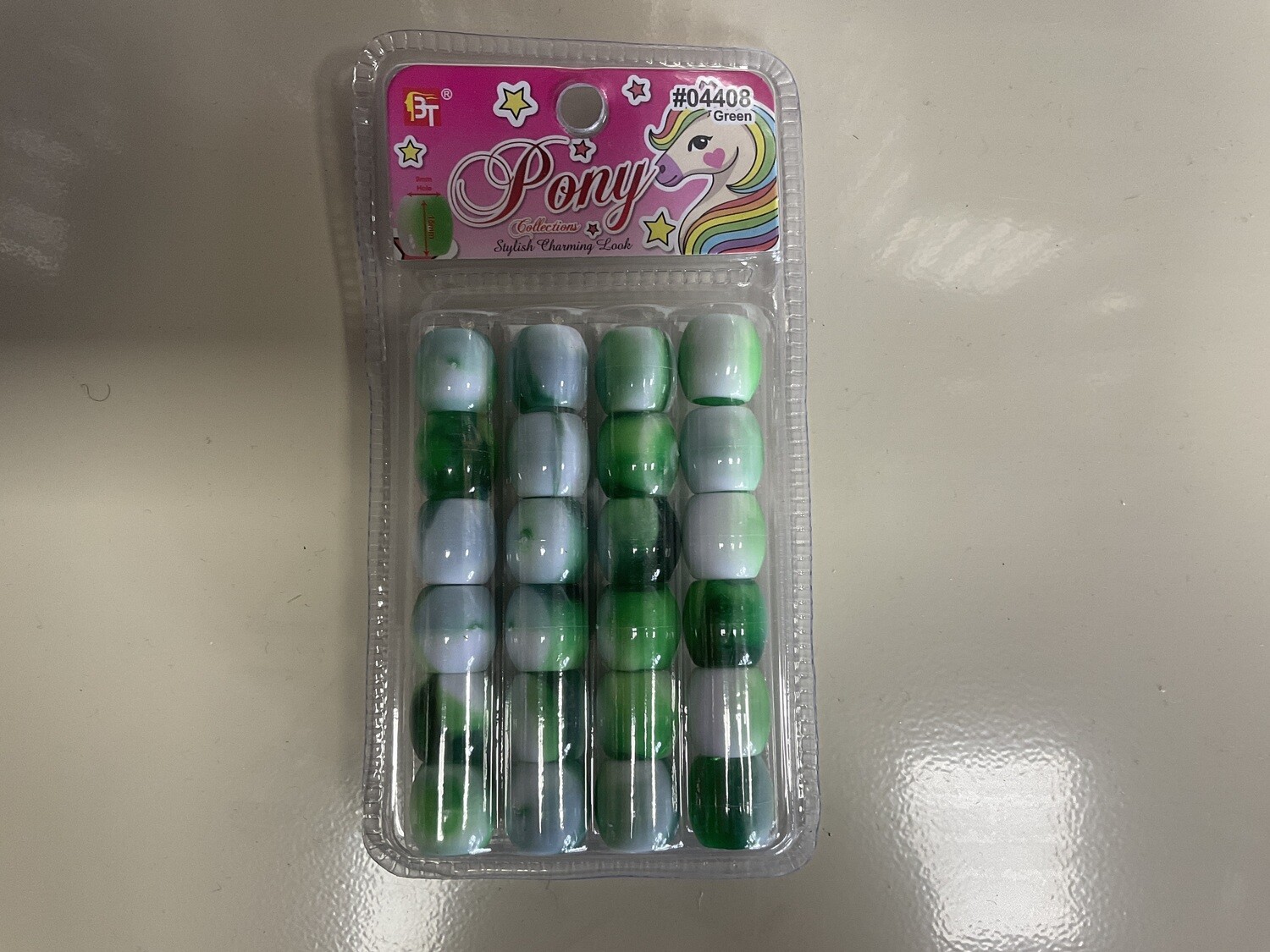 Pony Beads Green swirl jumbo