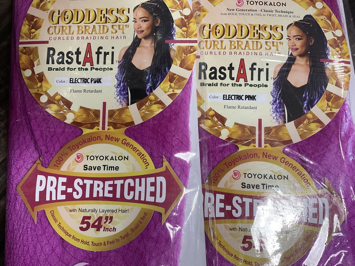 Rast A fri 3X Goddess Curl Braids 54&quot; - Electric Pink