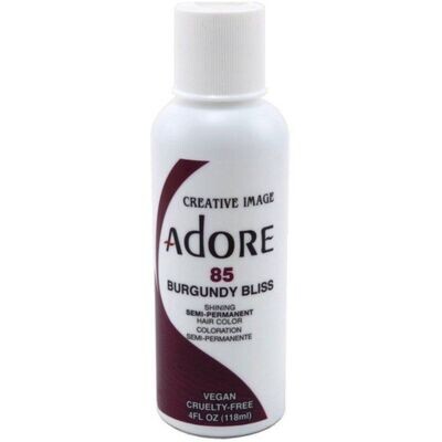 Adore Semi Permanent Hair Color - Vegan and Cruelty-Free Hair Dye - 4 Fl Oz – 85 Burgundy Bliss