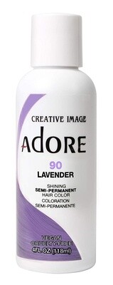 Adore Semi Permanent Hair Color - Vegan and Cruelty-Free Hair Dye - 4 Fl Oz – 90 Lavender