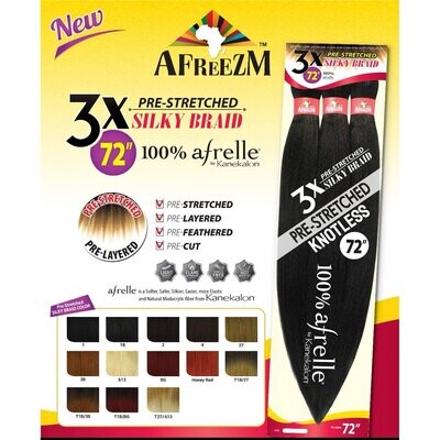 Afreezm 3X Pre-Stretched Silky Braid Mult-Pack 72 inches #T1B/30