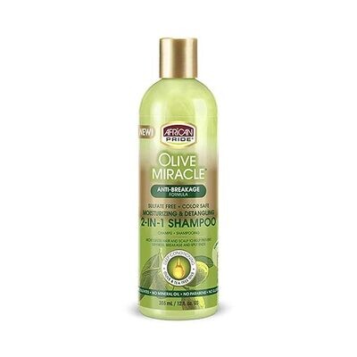 African Pride Olive Miracle 2-in-1 Shampoo and Conditioner, 12 Fl oz.