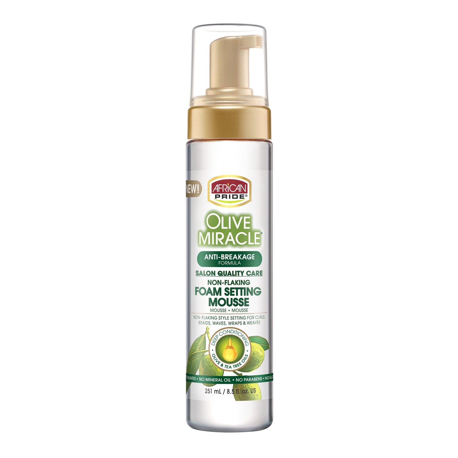 African Pride Olive Miracle, Foam Setting Mousse 8.5 oz.