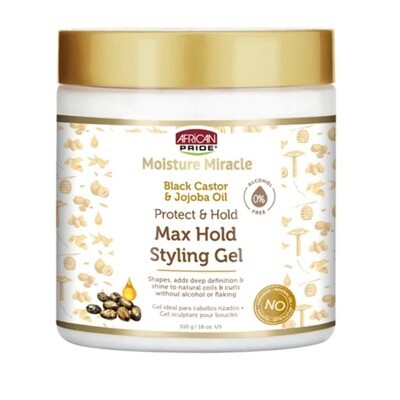 African Pride Moisture Miracle Black Castor &amp; Jojoba Oil Protect &amp; Hold Max Hold Styling Gel 18 oz.