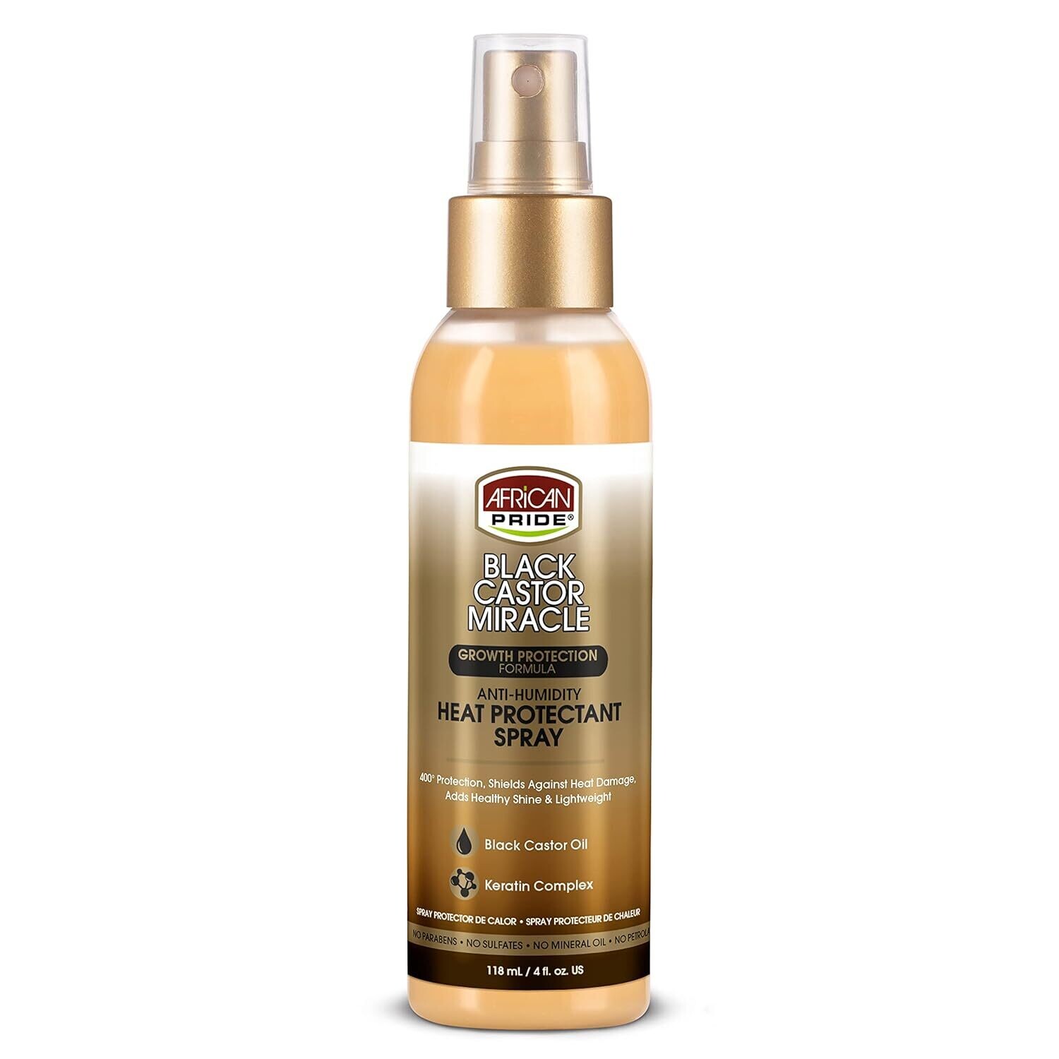 African Pride Black Castor Miracle Anti-Humidity Heat Protectant Spray 4 oz.