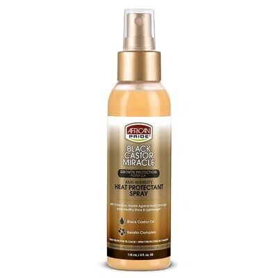 African Pride Black Castor Miracle Anti-Humidity Heat Protectant Spray 4 oz.