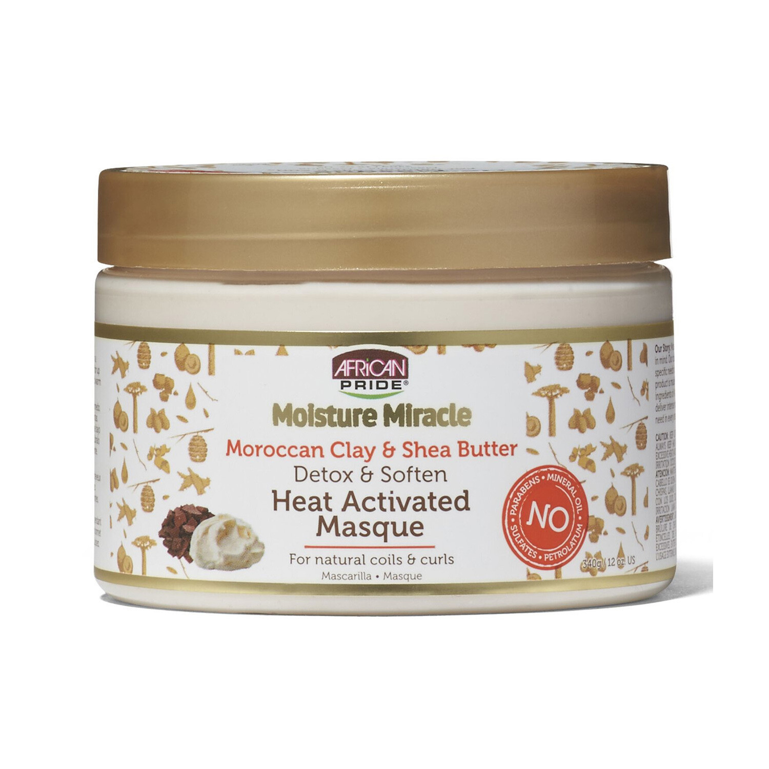African Pride Moroccan Clay &amp; Shea Butter Heat Activated Masque 12 oz.