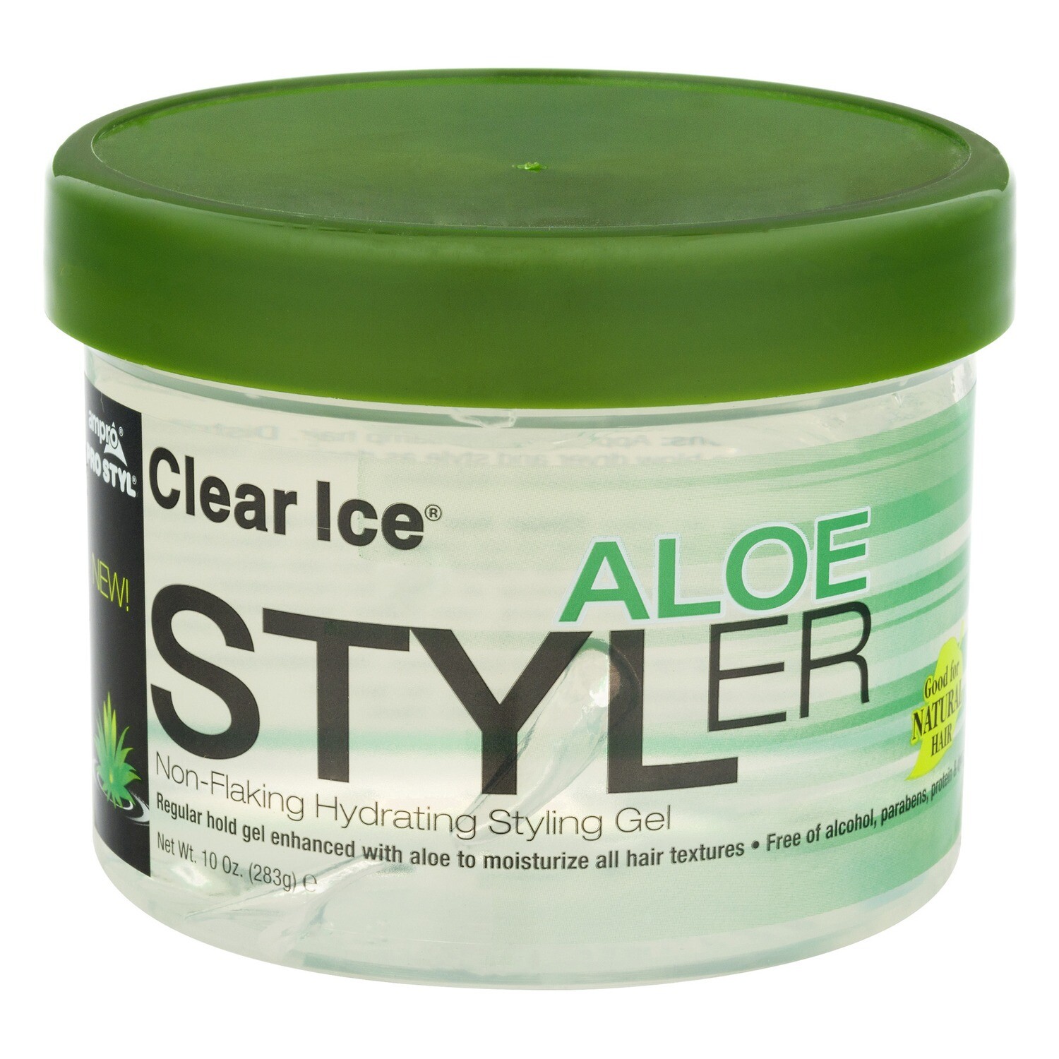 Ampro Pro Style Clear Ice Aloe Styler Non-Flaking Hydrating Styling Gel 10 oz.