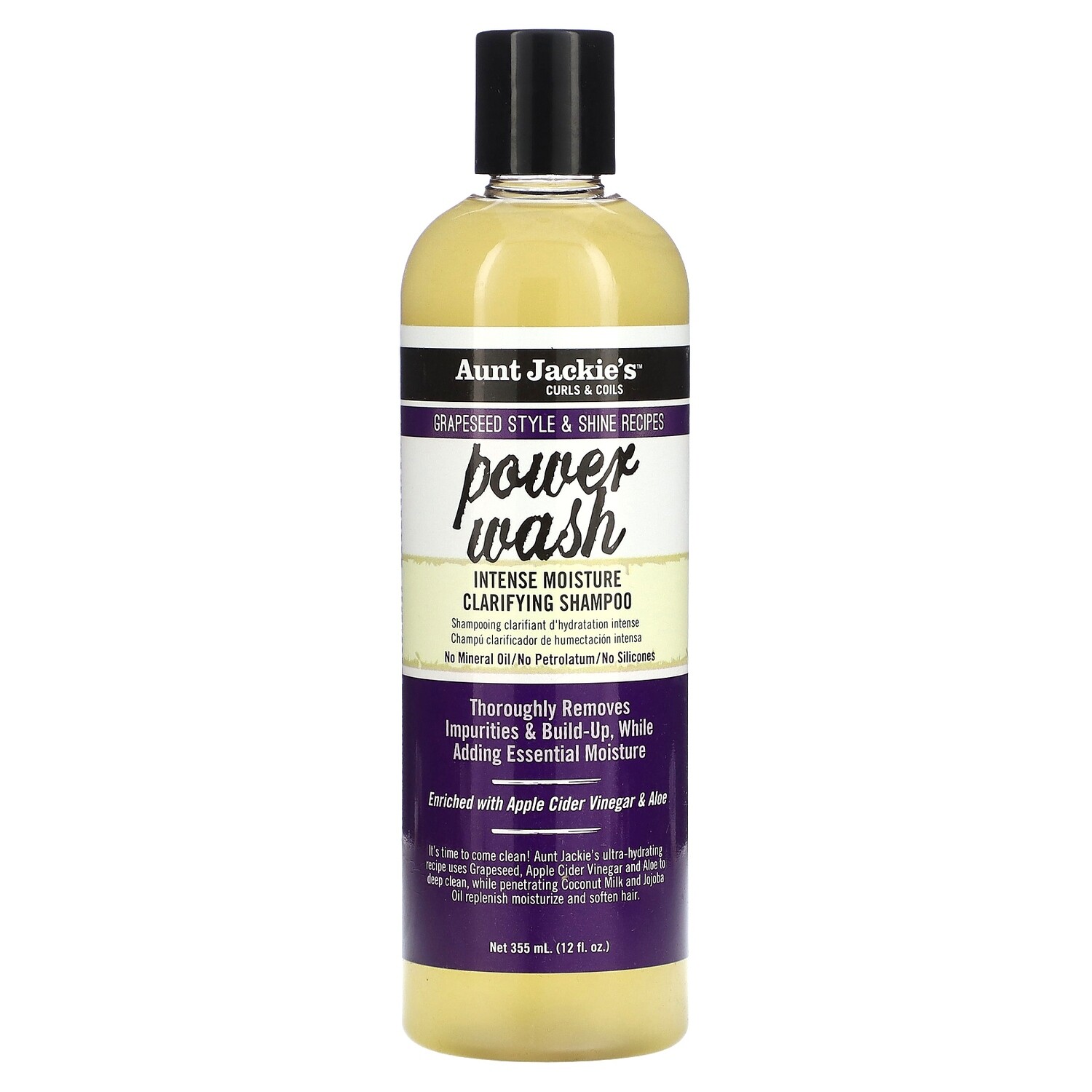Aunt Jackie&#39;s Curls &amp; Coils Power Wash Intense Moisture Clarifying Shampoo 12 oz.
