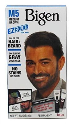 Bigen Men&#39;s Permanent Ez Hair &amp; Beard Color M5 Medium Brown 2.82 oz.