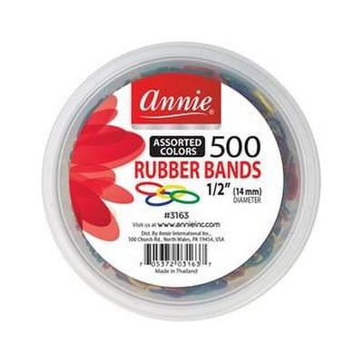 Annie Assorted Color Rubber Bands, 500 Count