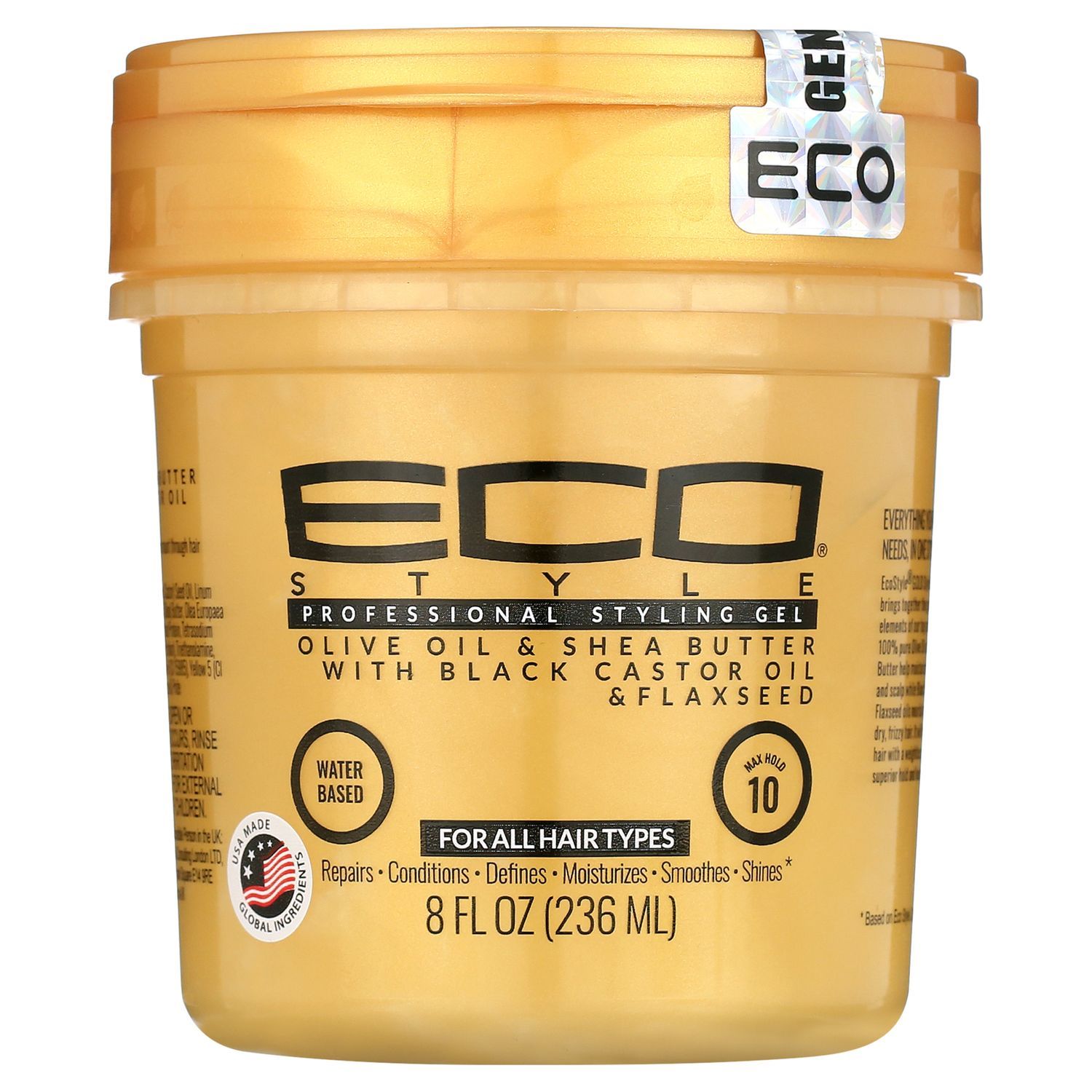 ECO Gold-Olive &amp; Black Castor Oil, Shea Butter &amp; Flaxseed 32 oz.