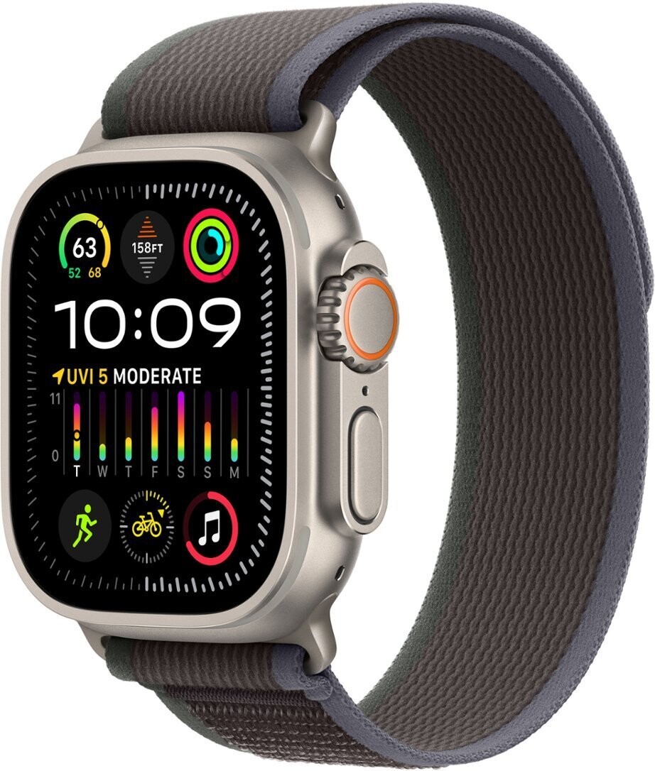 Apple Watch Ultra 2 GPS + Cellular, 49mm Titanium Case with Blue/Black Trail Loop - S/M