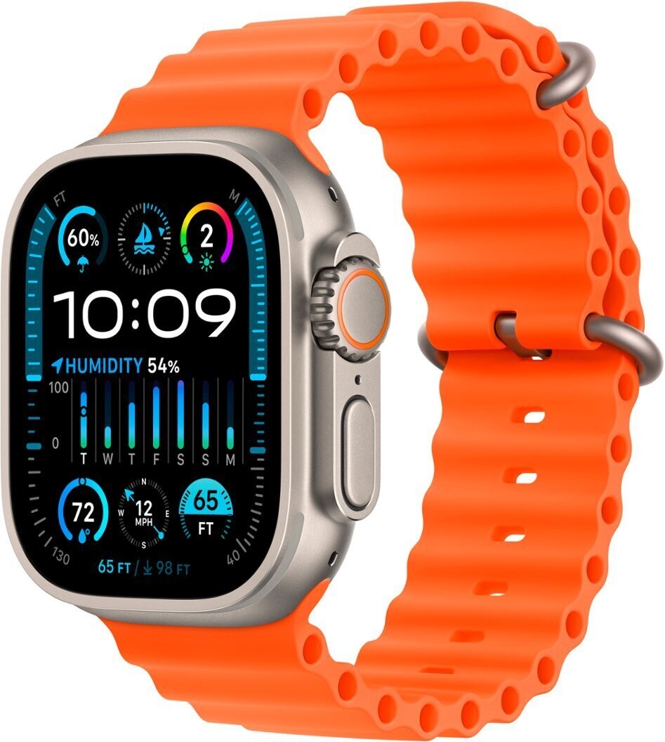 Apple Watch Ultra 2 GPS + Cellular, 49mm Titanium Case with Orange Ocean Band