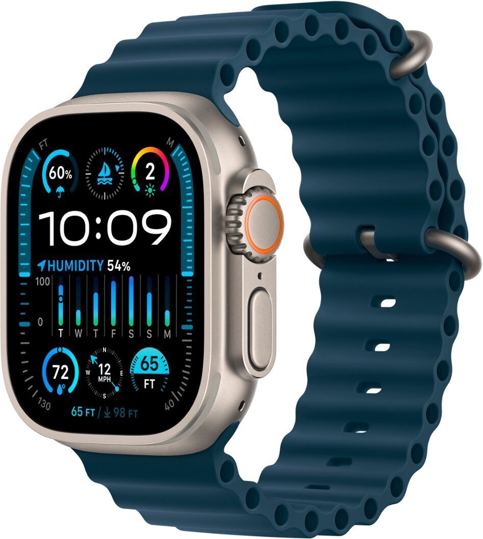 Apple Watch Ultra 2 GPS + Cellular, 49mm Titanium Case with Blue Ocean Band