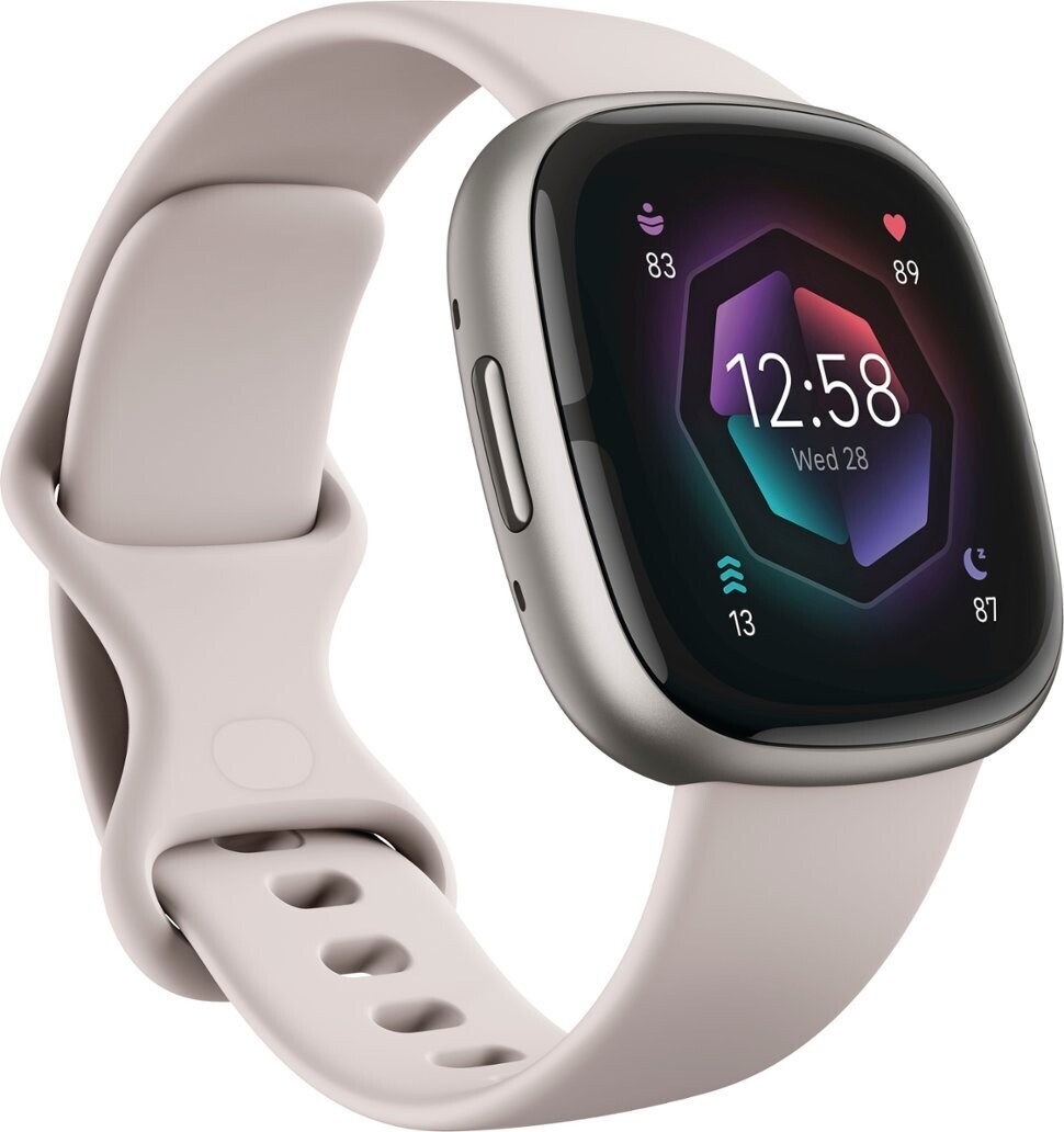 Fitbit Sense 2 Smartwatch - Lunar White/Platinum
