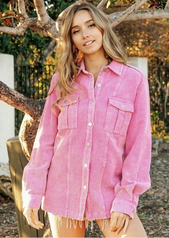BiBi Corduroy Buttoned Down Jacket Multiple Colors