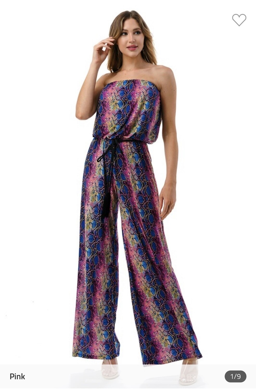 Ariella Tube Jumpsuit W/Braided Belt, Color: Pink, Size: S