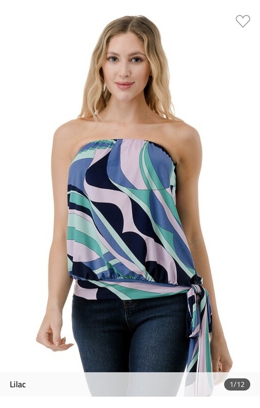 Ariella Printed Tube Top W/Tie