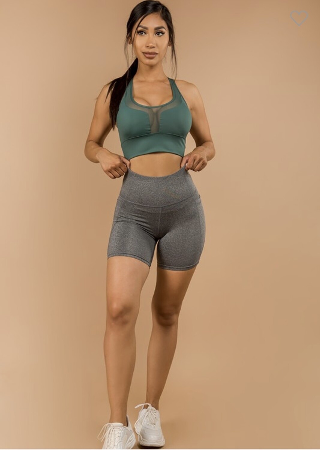 Mira Luxe High Rise Tech Pocket Activewear Shorts, Color: Grey, Size: Small/Medium