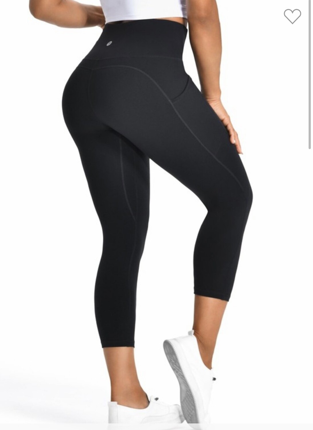 Lets Fit Cropped Yoga Leggings W/Pockets, Color: Black, Size: S