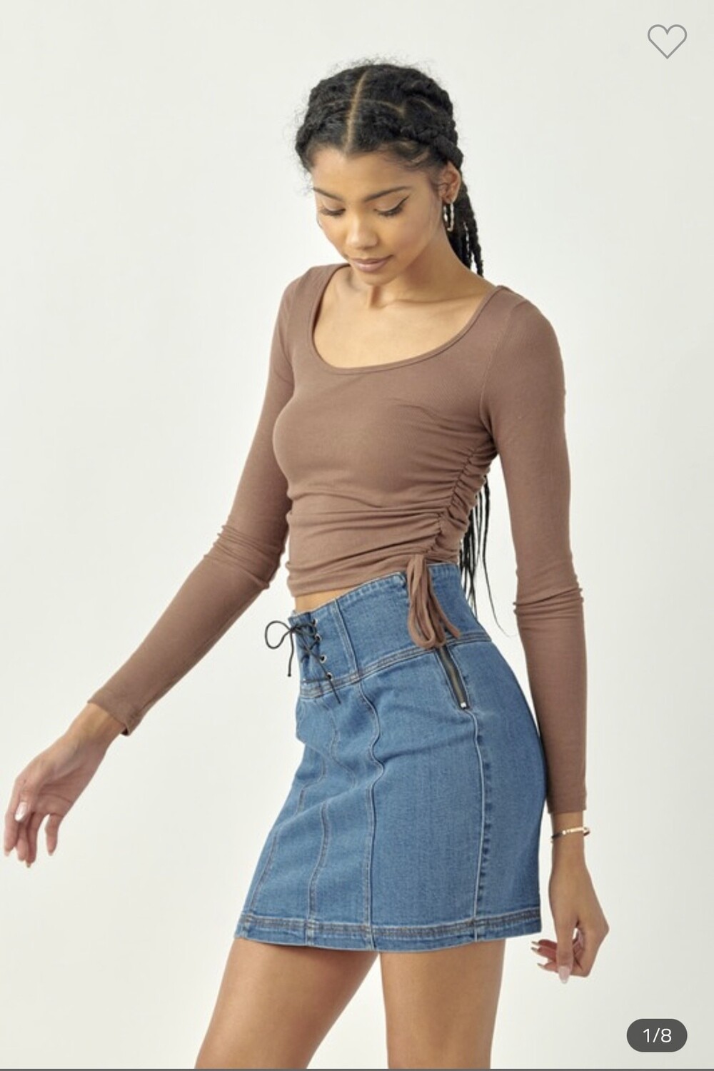Kan Can High Rise Lace up Corset Skirt (Color Medium), Color: Medium, Size: XS