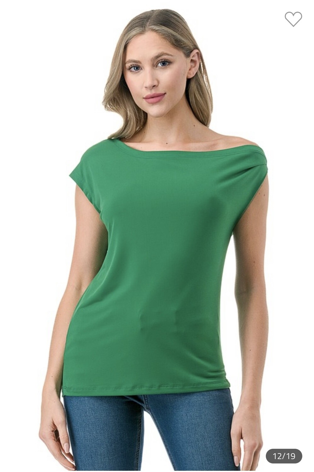 Ariella Boat Neck Off Shoulder Top, Color: Green, Size: S