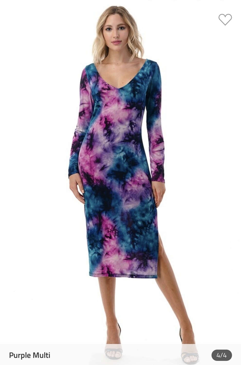 Ariella Long SLV Midi Dress w/Slit, Size: S, Color: Purple
