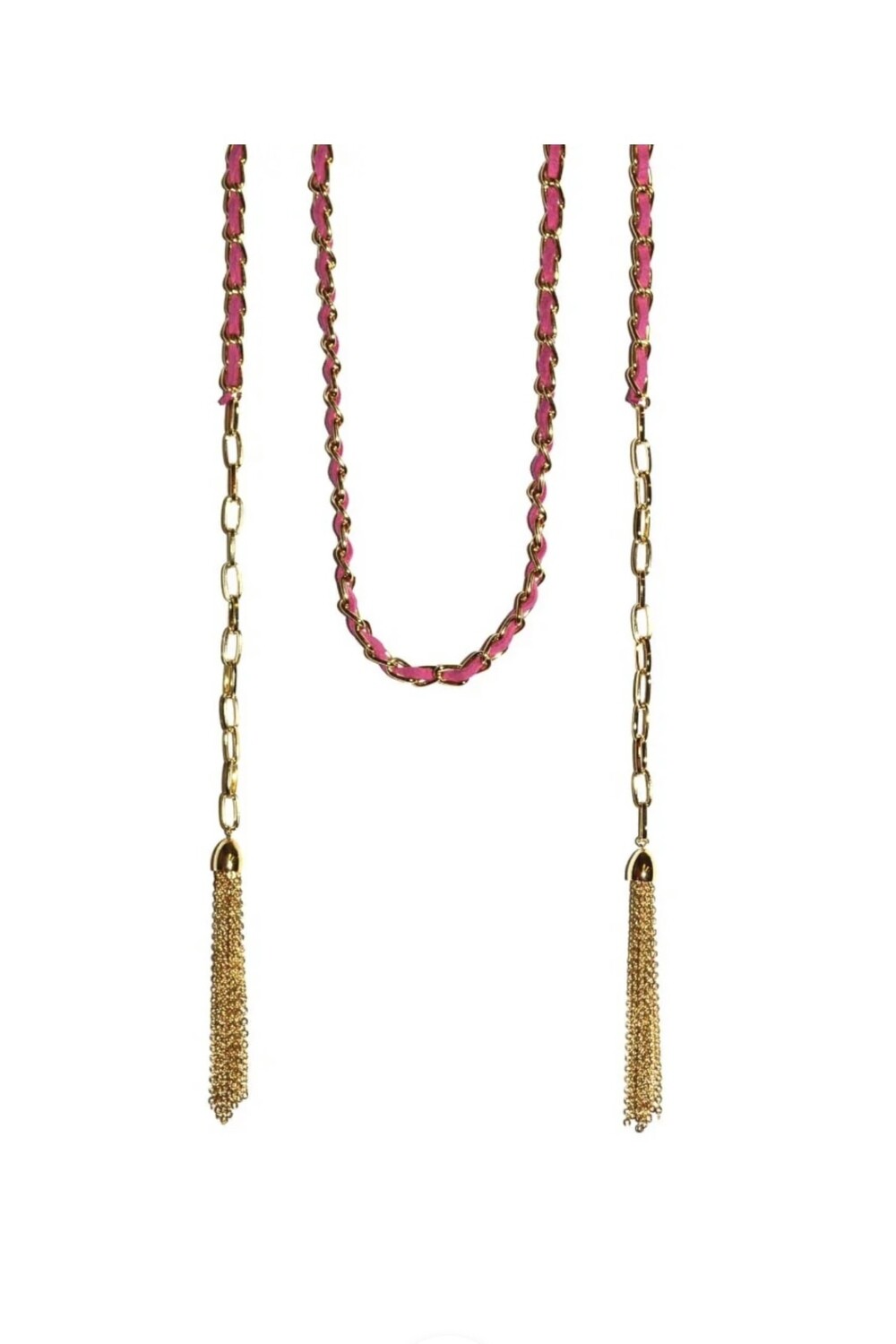 Zenzii Gold Link w/Leather w/Gold Tassel, Color: Green, Size: 1